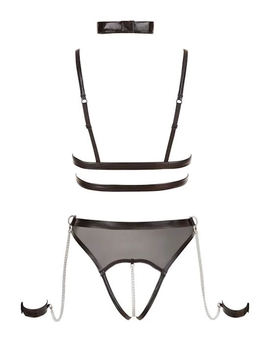 Cottelli Collection Best Online Shopping Store For Cottelli Collection Wetlook Bodysuit With Choker - Black - One Size Fashion