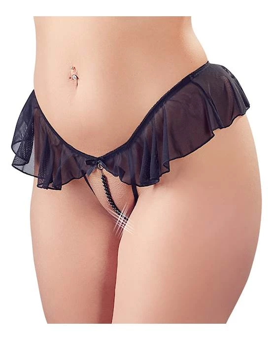 Cottelli Collection Buy Handmade Cottelli Collection Frilled G-string - Black - Small For Mom Dad Grandma Grandpa