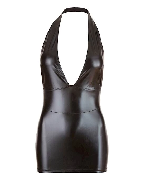 Cottelli Collection Cottelli Collection Deep V Wetlook Mini Dress - Black - Small Shop More Styles At Cottelli Collection Sales Shop