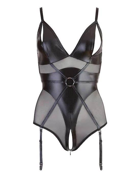 Cottelli Collection Cottelli Collection Wetlook Bondage Ring Bodysuit - Black - Medium Gift For Hoilday Day Cottelli Collection Sales Shop