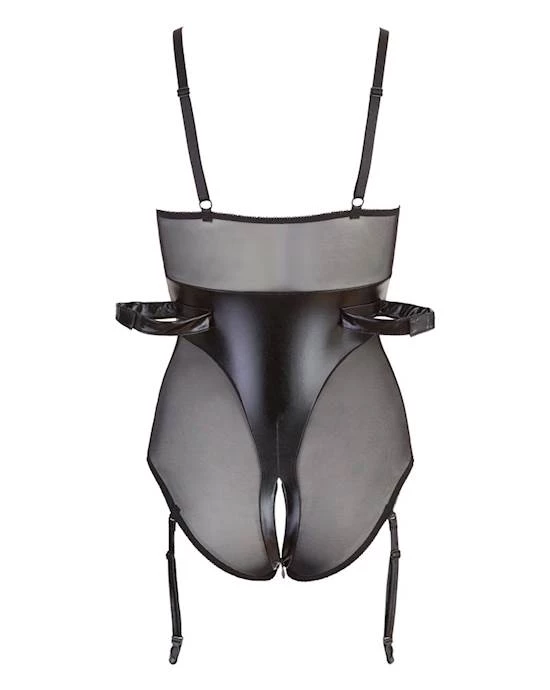 Cottelli Collection Cottelli Collection Wetlook Bondage Ring Bodysuit - Black - Medium Gift For Hoilday Day Cottelli Collection Sales Shop