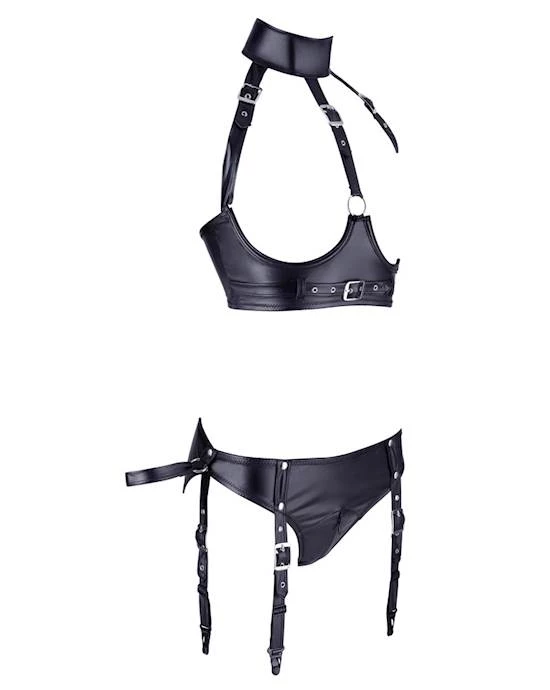 Cottelli Collection Easy To Clean And Maintain Cottelli Collection Marceline Open Bra And Briefs - Black - Large