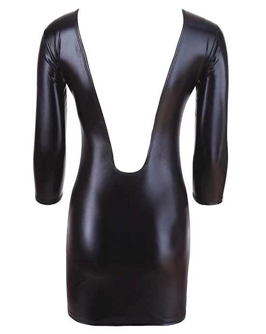 Cottelli Collection Modern & Unique Designs Of Print Cottelli Collection Open Back Wetlook Dress - Black - Small