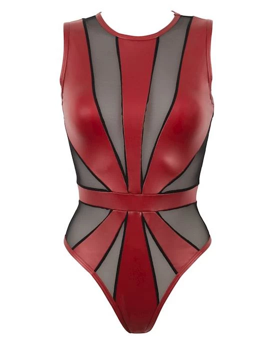 Cottelli Collection Multi-functional Design Cottelli Collection Mesh Insert Bodysuit - Black/red - Small At