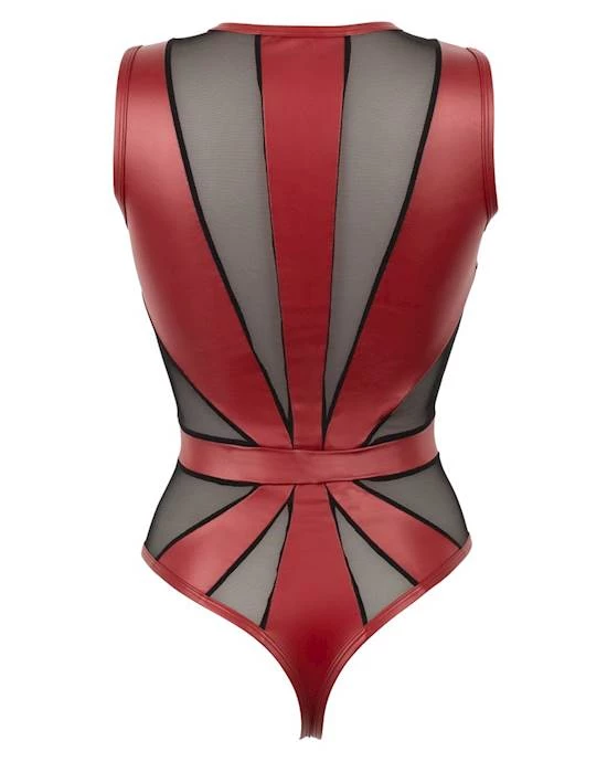 Cottelli Collection Multi-functional Design Cottelli Collection Mesh Insert Bodysuit - Black/red - Small At
