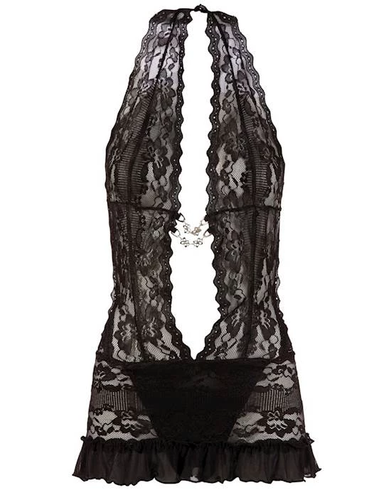 Cottelli Collection Online Fashion Cottelli Collection Floral Lace Halterneck Dress - Black - Small Make It Personal For Any Occasion