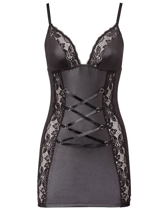 Cottelli Collection Shop Cottelli Collection Decorative Lace Insert Mini Dress - Black - Small - In Stock & Ready To Ship -