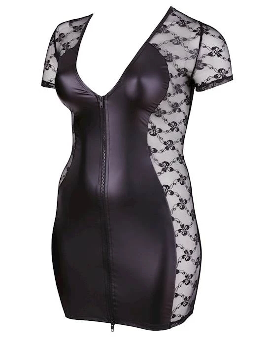 Cottelli Collection Shop Cottelli Collection Lace Insert 2-way Zip Dress - Black - X-large -