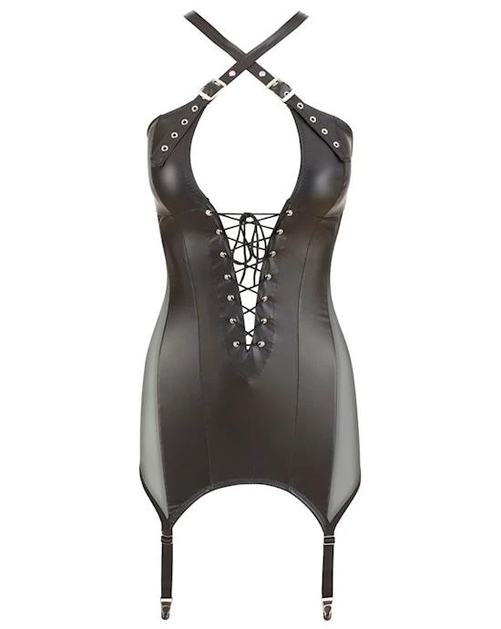 Cottelli Collection Shop Cottelli Collection Matte Suspender Mini Dress - Black - Small -