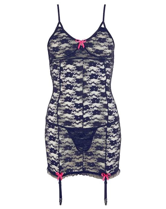 Cottelli Collection Shop The Latest Cottelli Collection Floral Lace Suspender Dress - Black - Small Free Shipping Shop Now