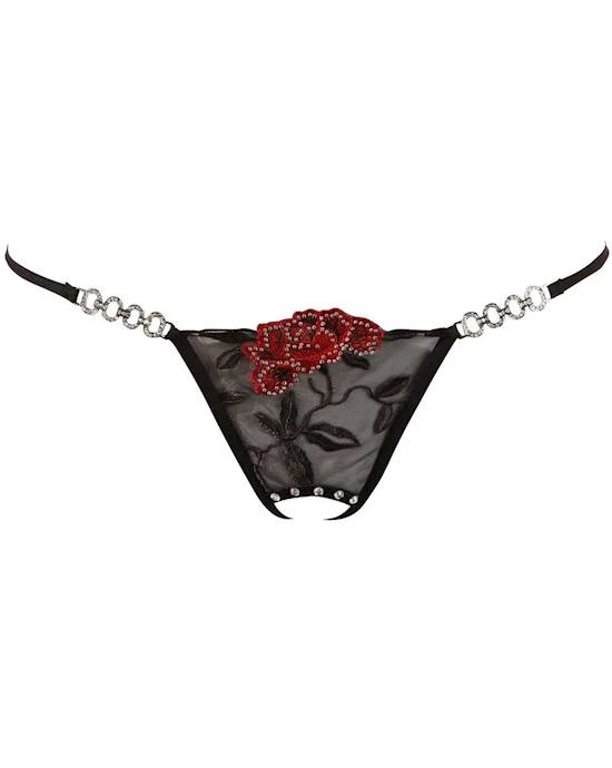 Cottelli Collection Shop The Latest Cottelli Collection Rhinestone Embroidered G-string - Black - M/l Free Shipping Shop Now