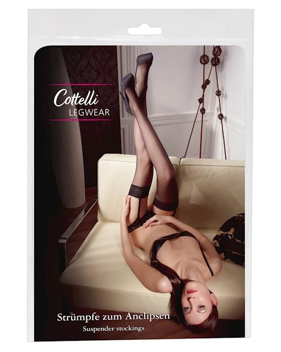 Cottelli Collection Shop The Latest Cottelli Collection Suspender Stockings - Black - 3 Free Shipping Shop Now