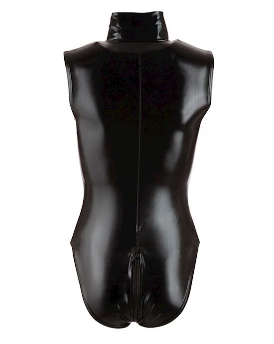 Cottelli Collection Shop The Latest Cottelli Collection Wetlook Bodysuit With Zip - Black - Small Free Shipping Shop Now