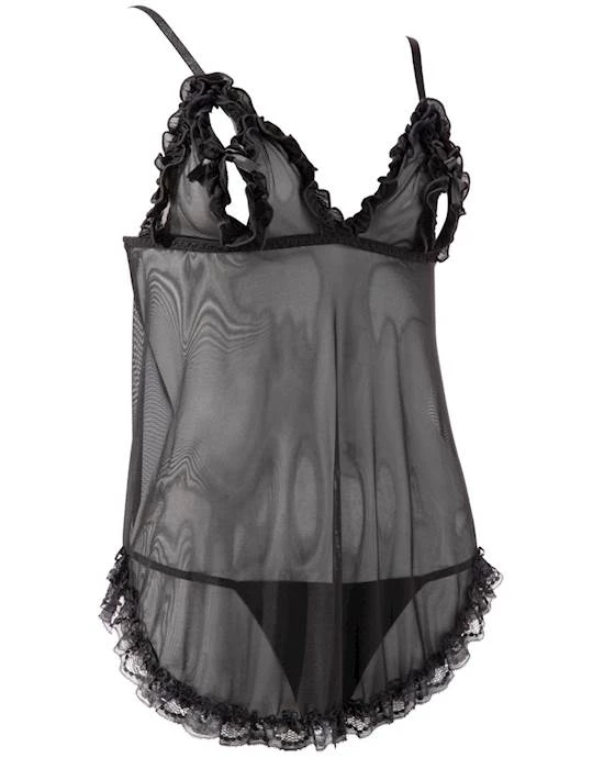 Cottelli Collection The Perfect Gift Cottelli Collection Slit Cup Babydoll - Black - Small For Any Occasion