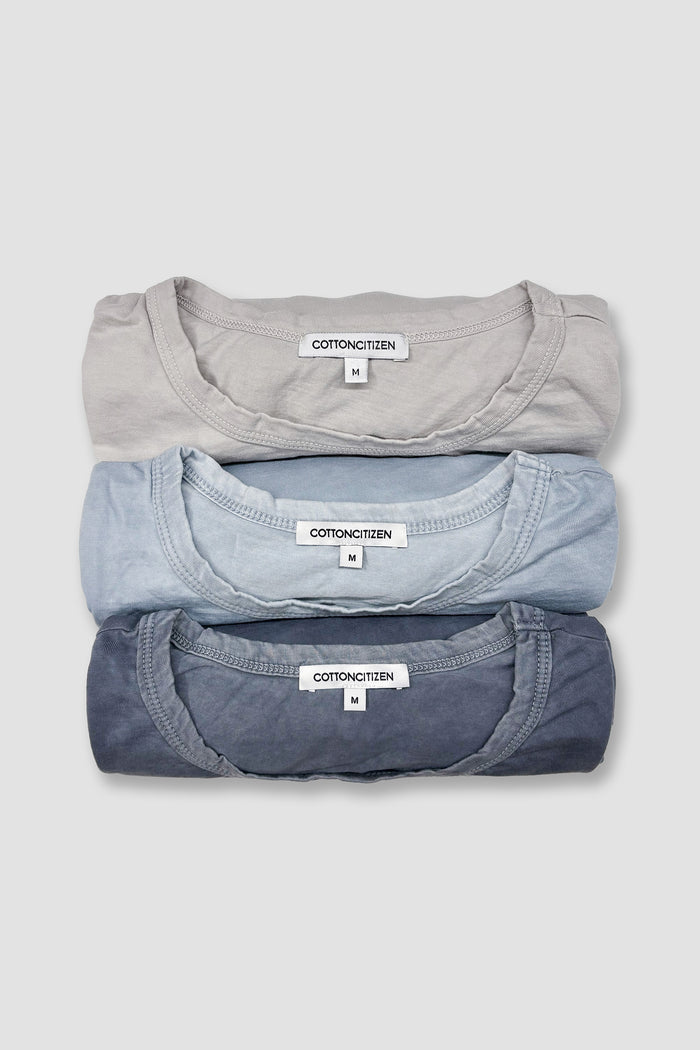 cotton citizen Classic Crew Long Sleeve Shirt (3-Pack) Cloud Pack