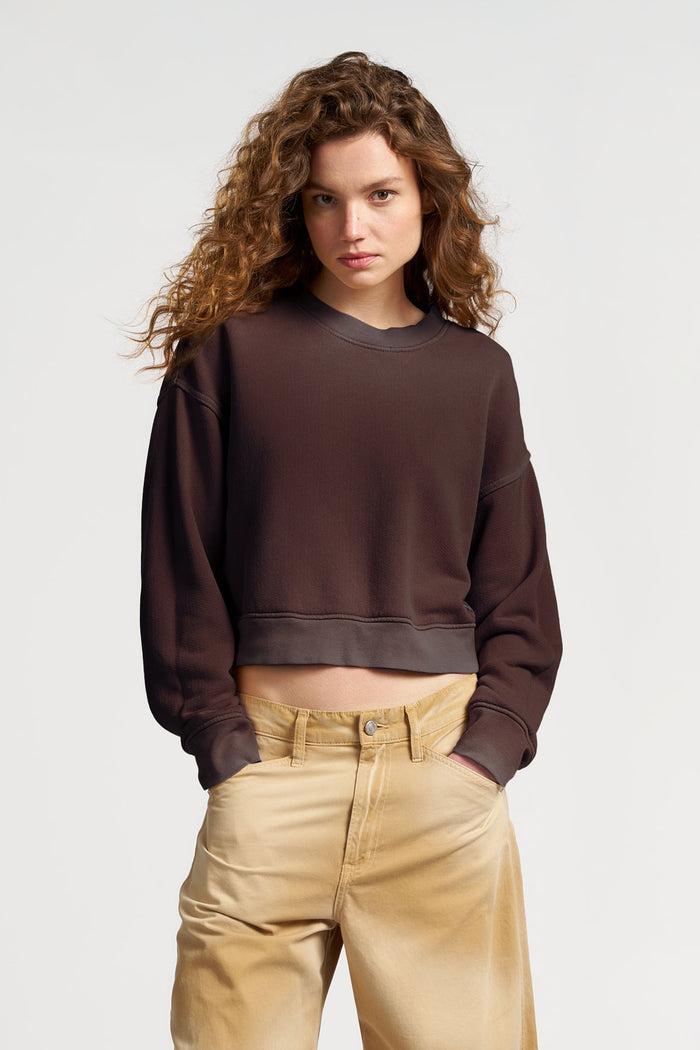 cotton citizen Boston Crop Crew Vintage Chocolate