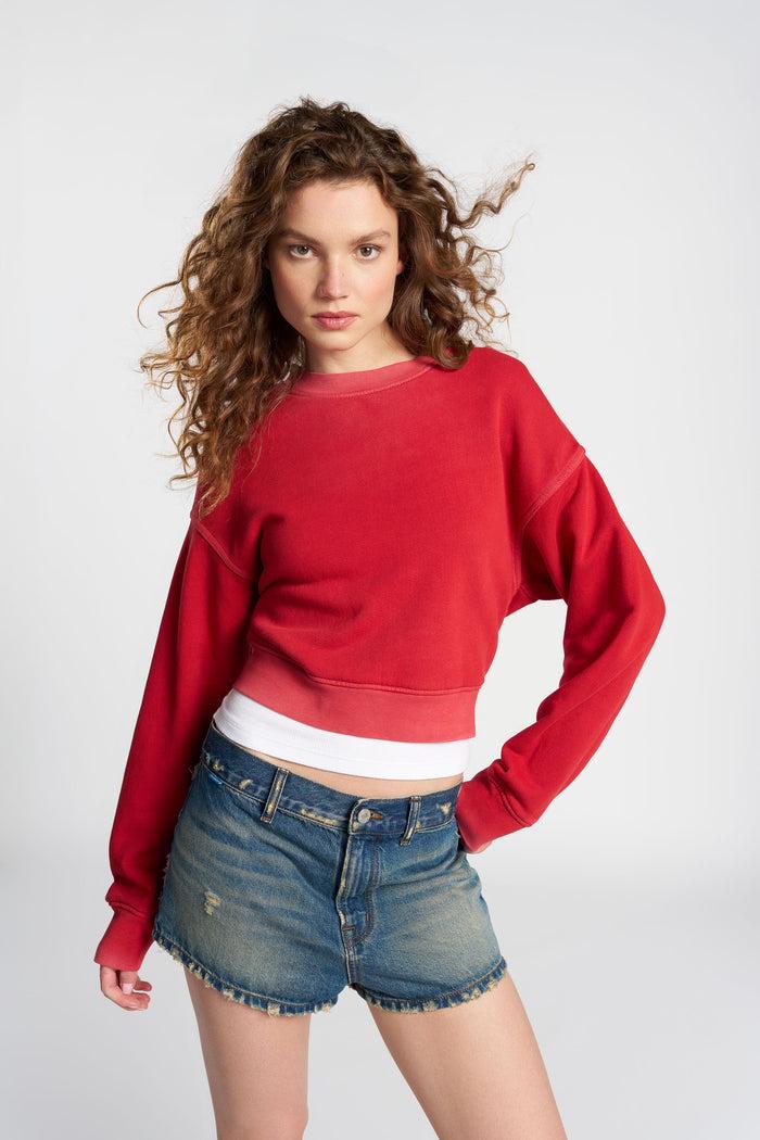 Cotton Citizen Boston Crop Crew Vintage Crimson