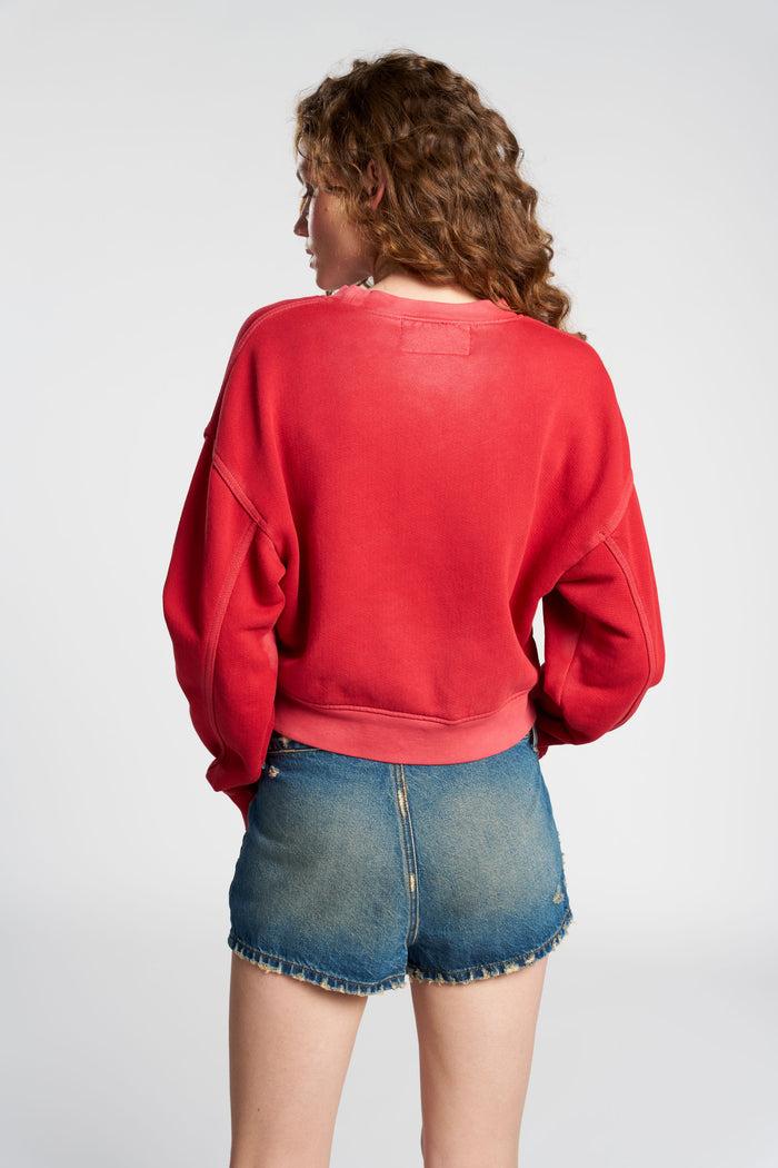 Cotton Citizen Boston Crop Crew Vintage Crimson