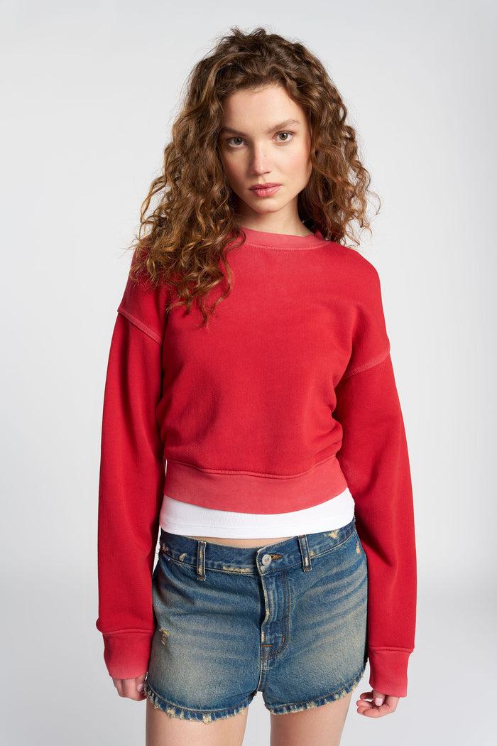 cotton citizen Boston Crop Crew Vintage Crimson