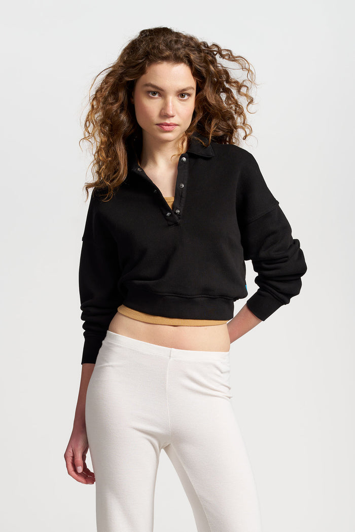 cotton citizen Boston Crop Polo Jet Black