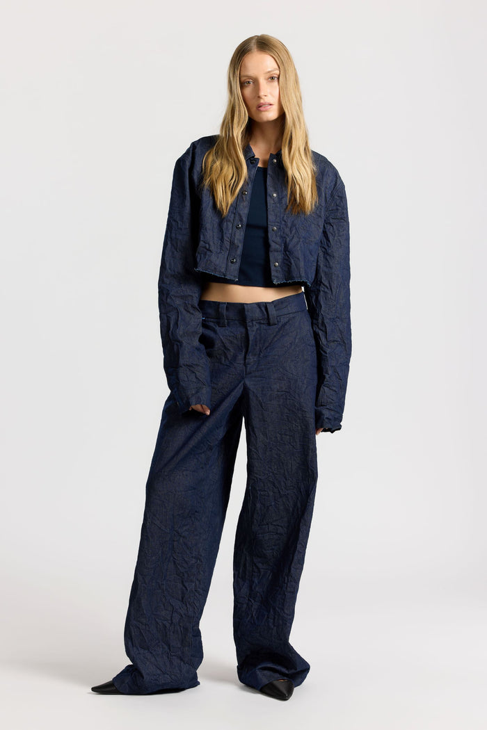 Cotton Citizen Manhattan Crop Shirt Dark Indigo