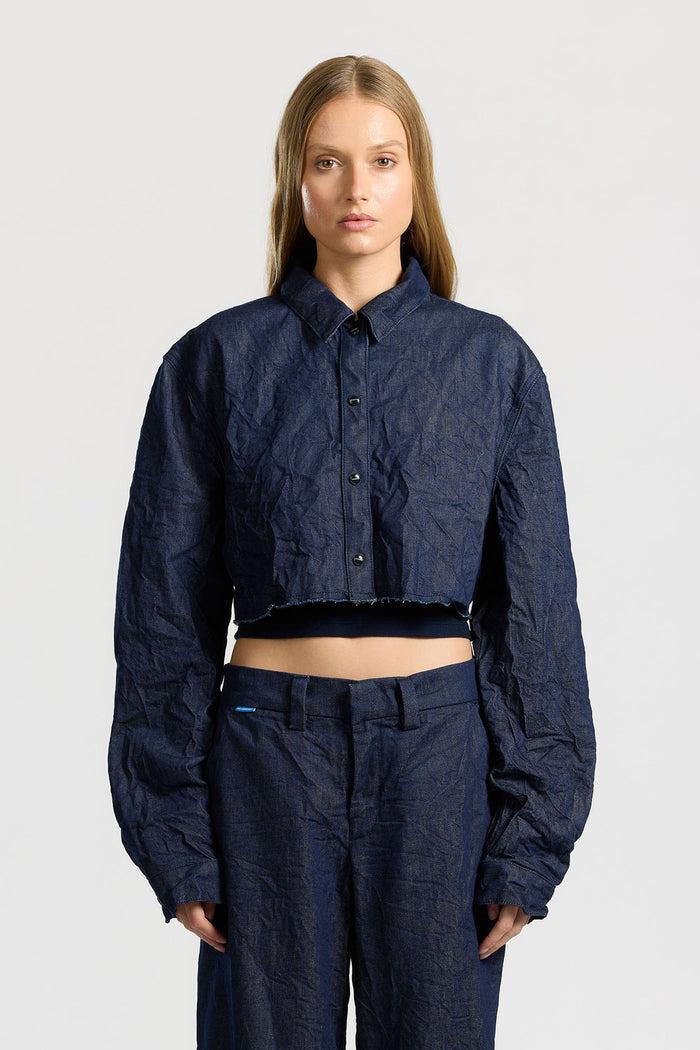 cotton citizen Manhattan Crop Shirt Dark Indigo
