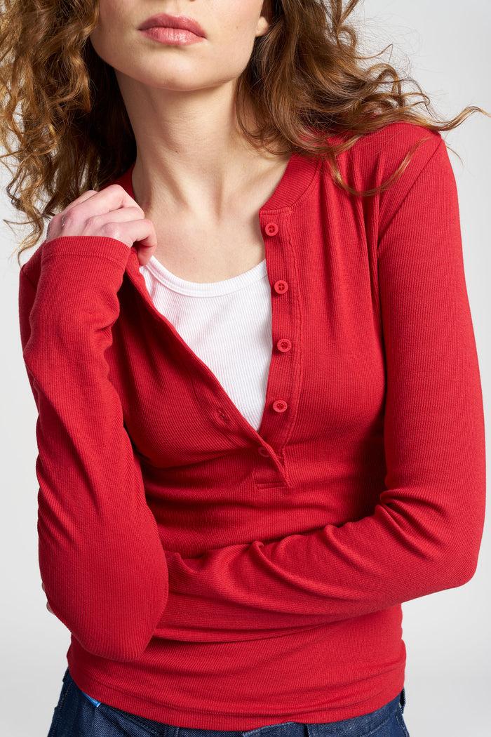 Cotton Citizen Verona Henley Crimson