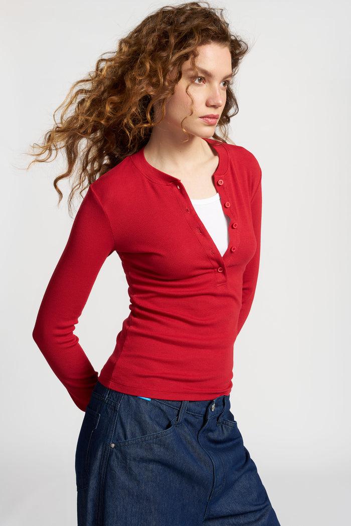 Cotton Citizen Verona Henley Crimson