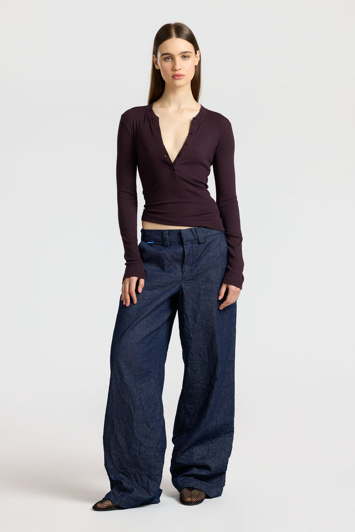 Cotton Citizen Verona Henley Eggplant