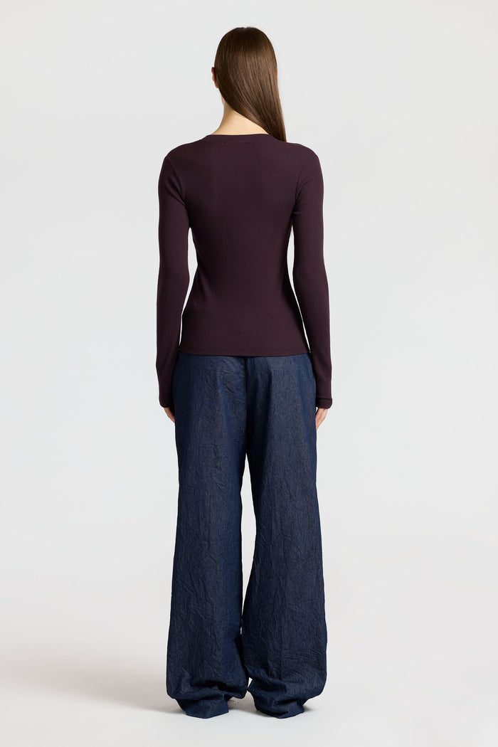 Cotton Citizen Verona Henley Eggplant