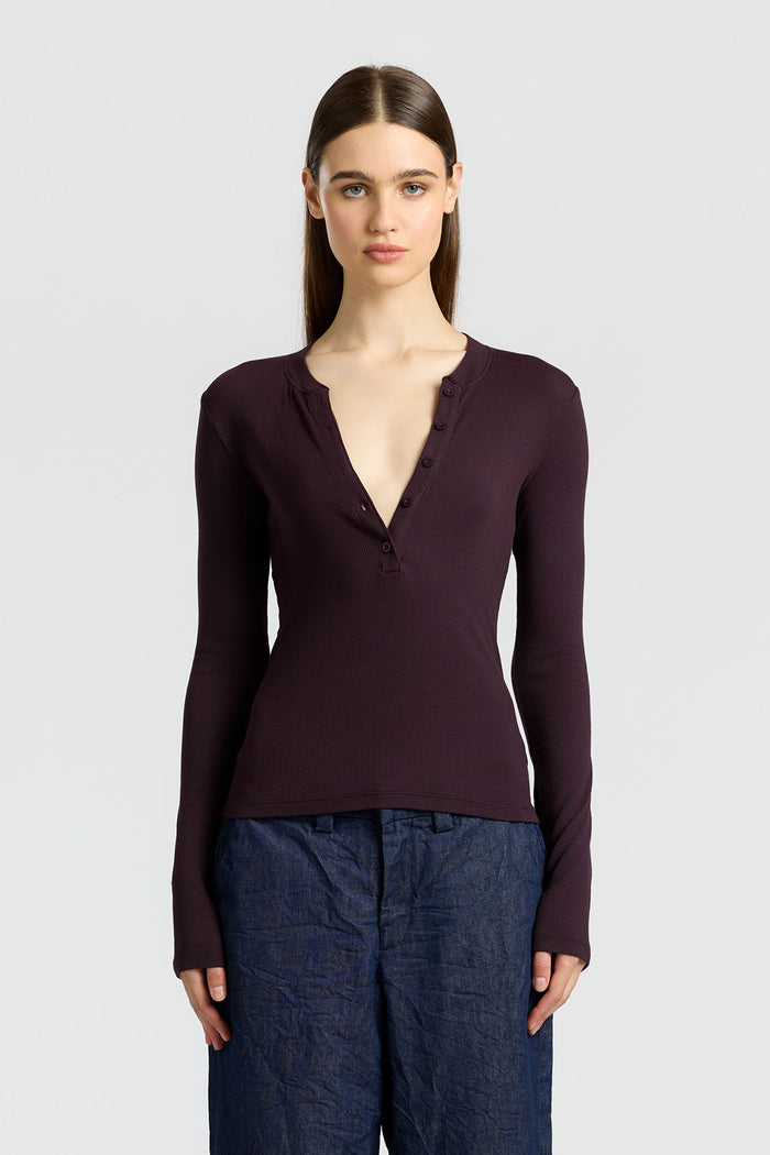 cotton citizen Verona Henley Eggplant