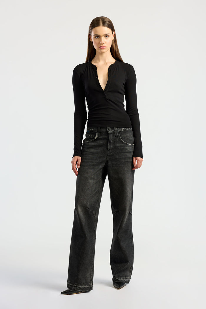 Cotton Citizen Verona Henley Jet Black