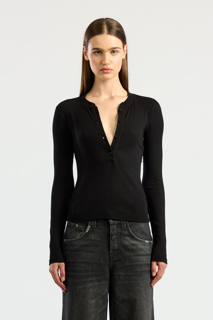 cotton citizen Verona Henley Jet Black