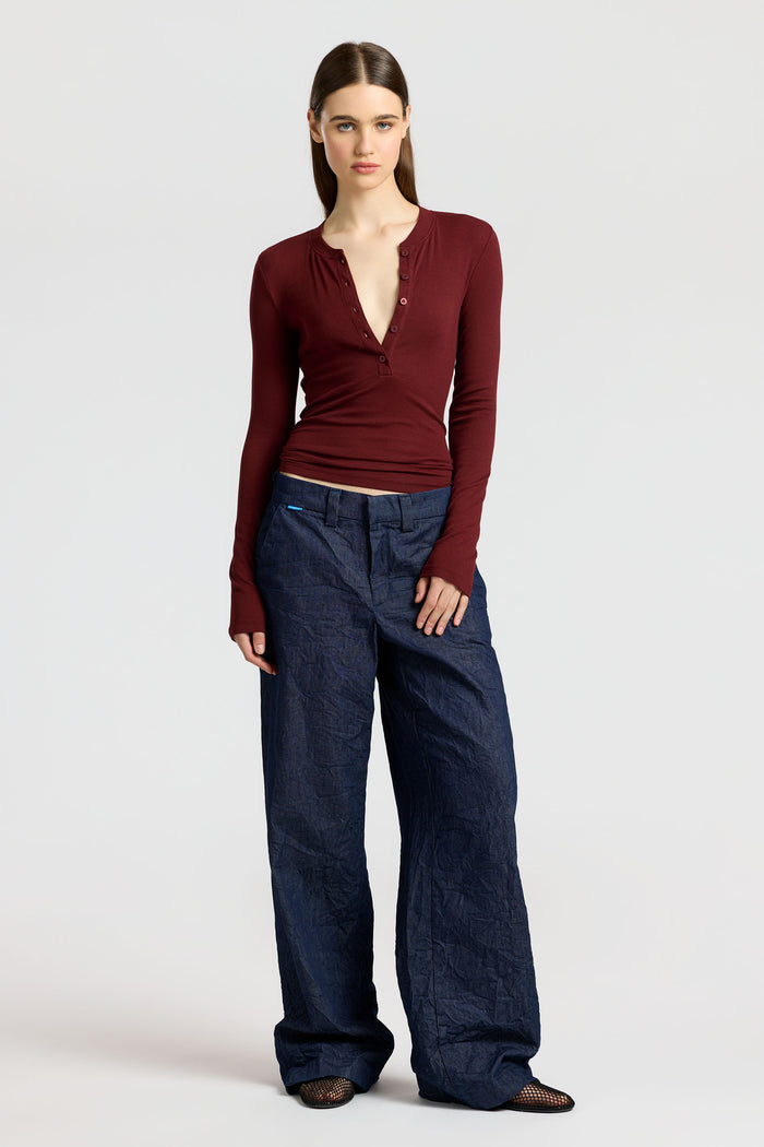 Cotton Citizen Verona Henley Red Wine