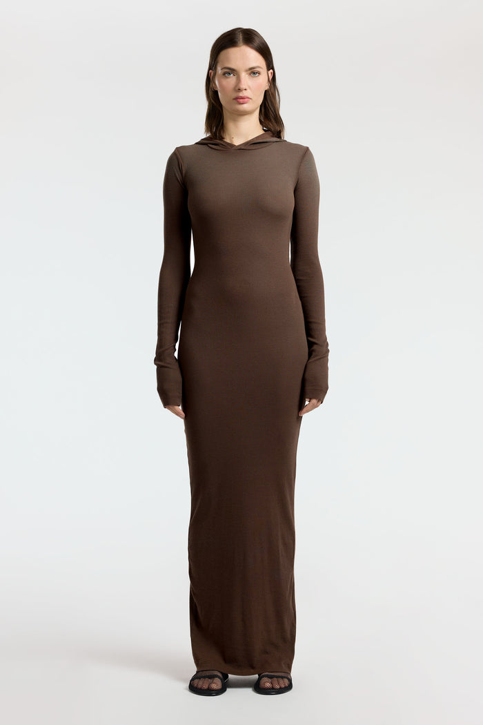 Cotton Citizen Verona Hoodie Dress Chocolate Cast