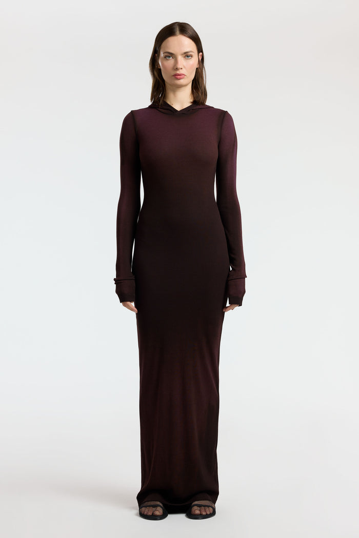 Cotton Citizen Verona Hoodie Dress Eggplant Cast