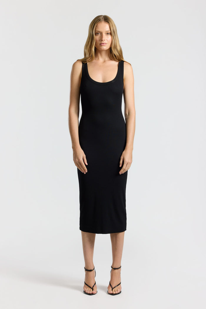 cotton citizen Verona Midi Dress Jet Black
