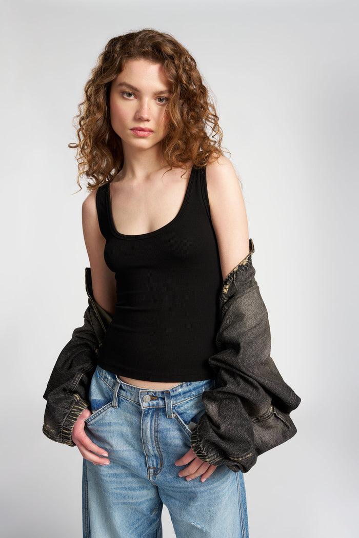 cotton citizen Verona Scoop Tank Jet Black