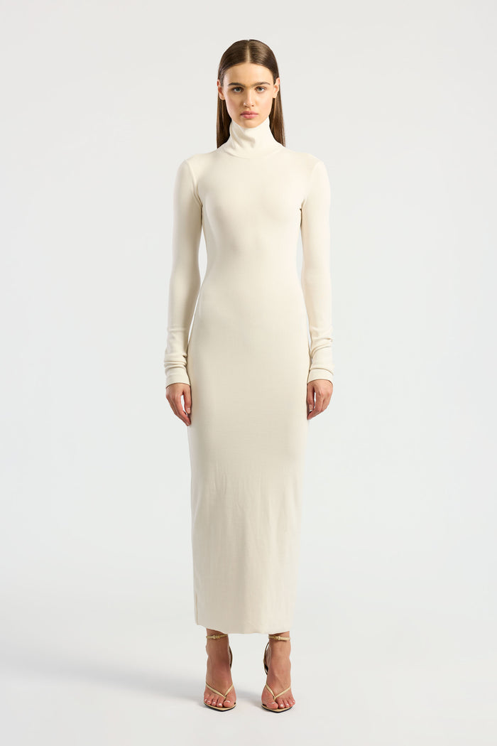 Cotton Citizen Verona Turtleneck Maxi Dress Bone