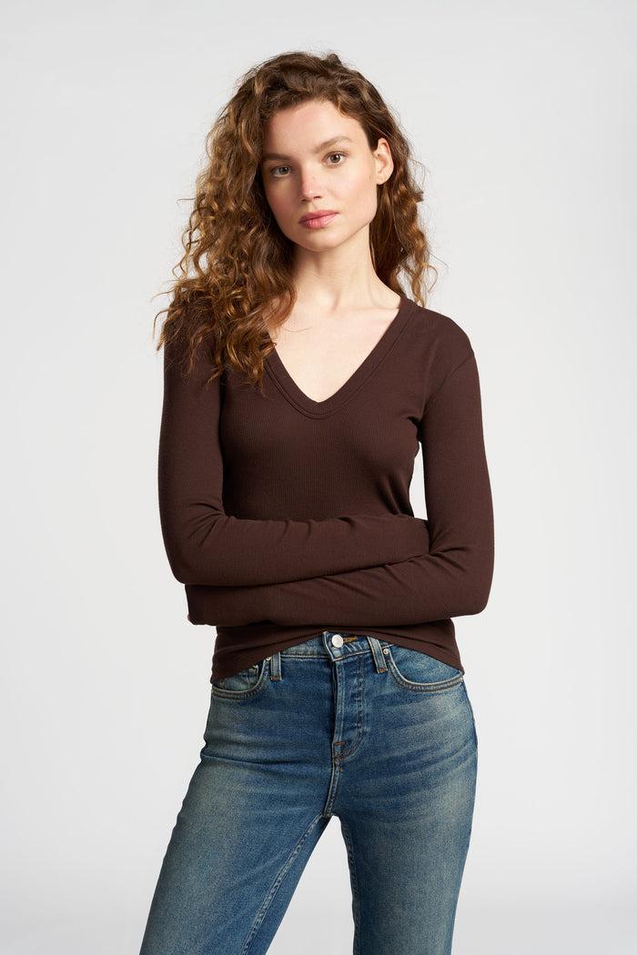 cotton citizen Verona U-Neck Shirt Chocolate