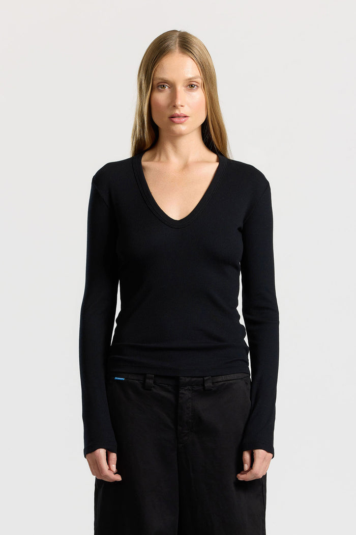 cotton citizen Verona U-Neck Shirt Jet Black