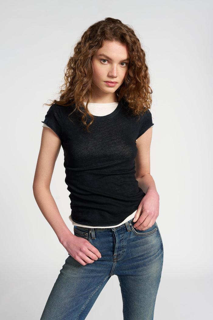 cotton citizen Marbella Cap Sleeve Tee Vintage Black