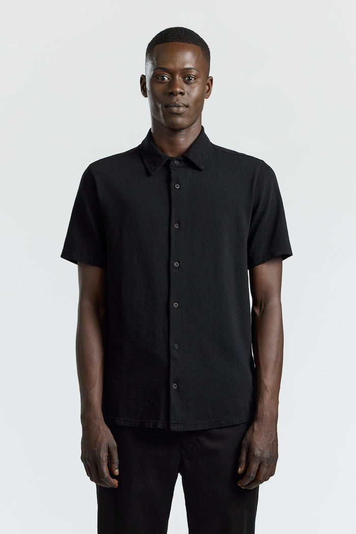 cotton citizen Presley Short Sleeve Buttondown Jet Black