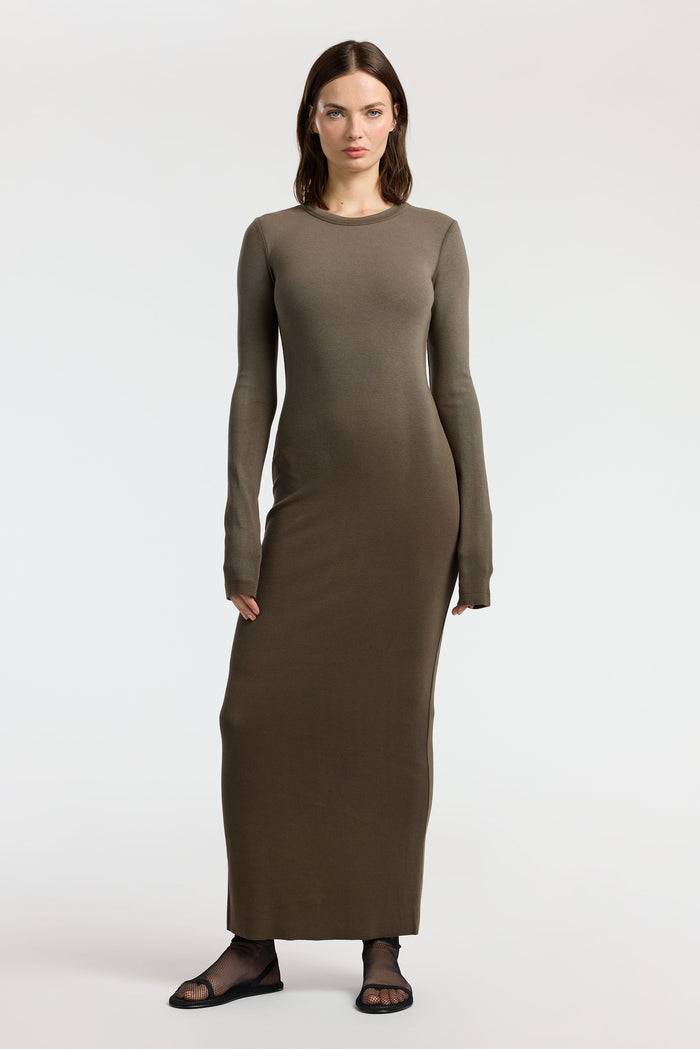cotton citizen Verona Crewneck Maxi Dress Fossil Cast