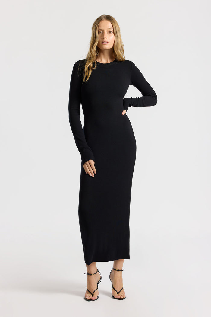 cotton citizen Verona Crewneck Maxi Dress Jet Black