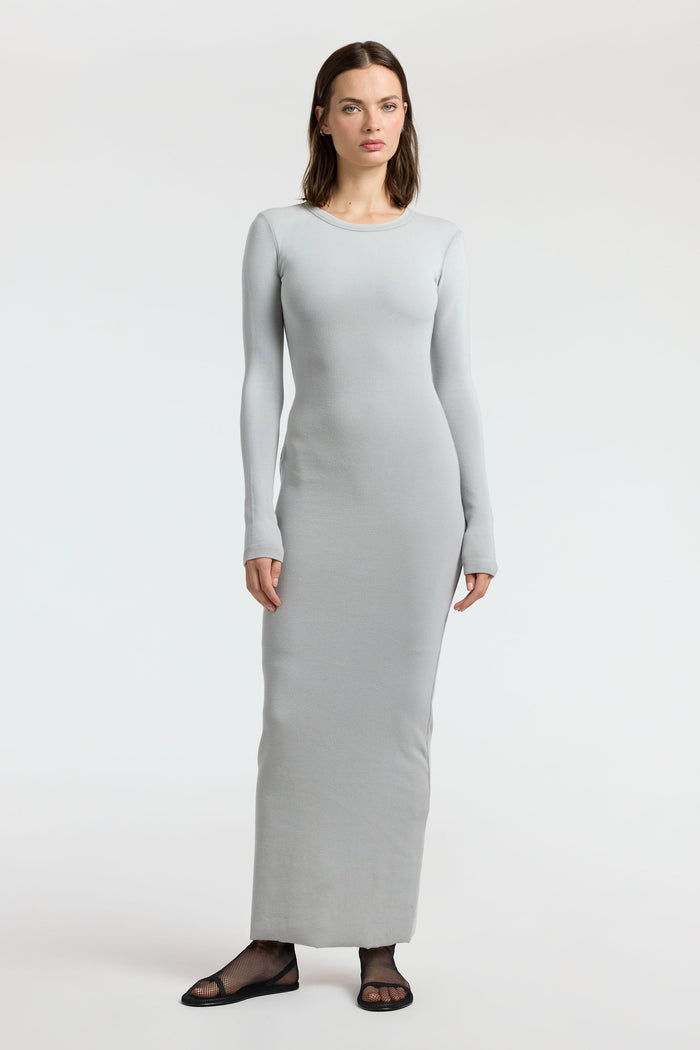 cotton citizen Verona Crewneck Maxi Dress Silver Cast