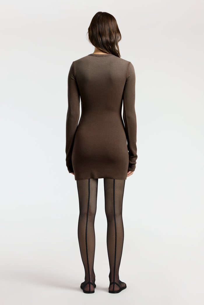 Cotton Citizen Verona Crewneck Mini Dress Chocolate Cast