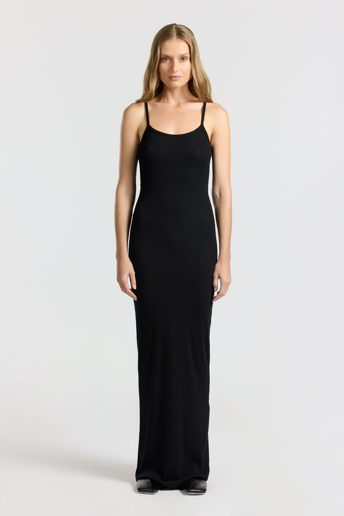 Cotton Citizen Verona Spaghetti Maxi Dress Jet Black