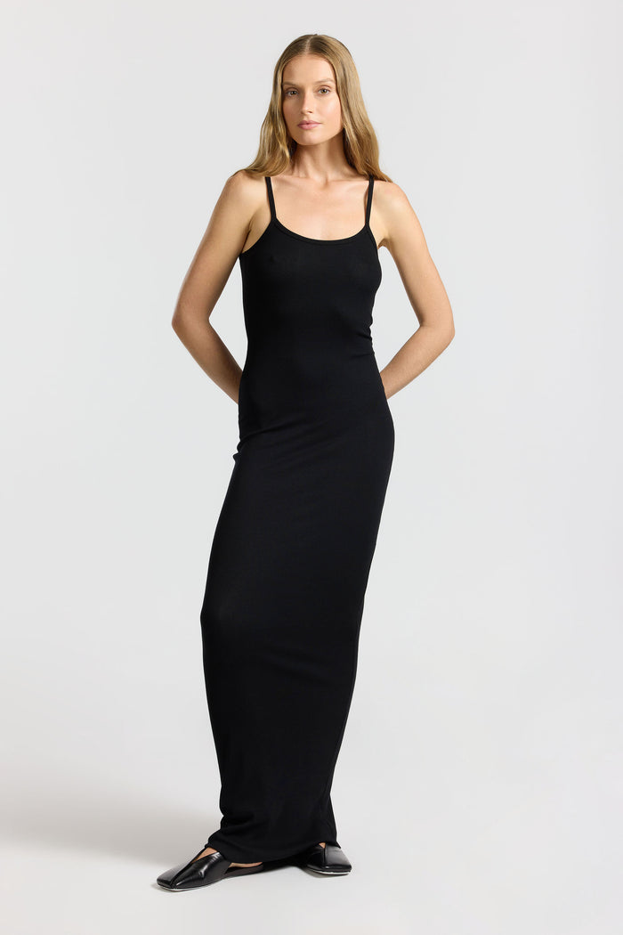 cotton citizen Verona Spaghetti Maxi Dress Jet Black