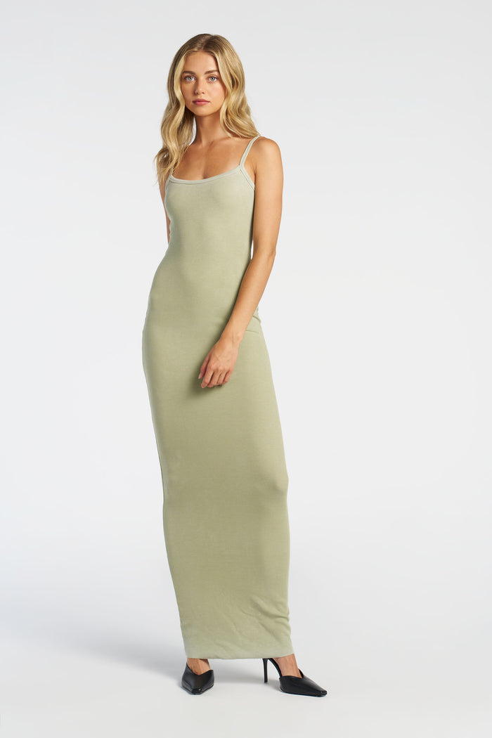 Cotton Citizen Verona Spaghetti Maxi Dress Vintage Pistachio